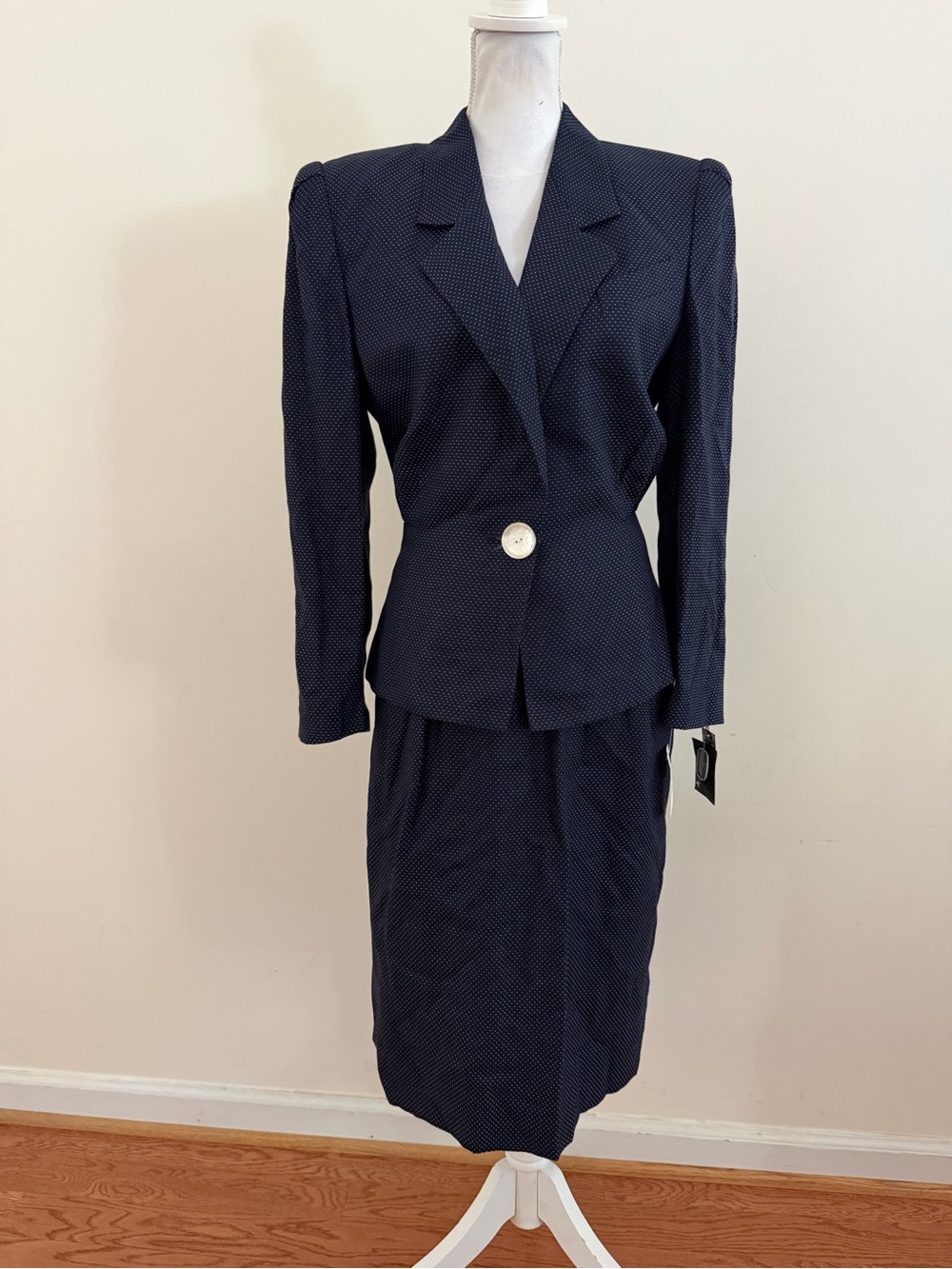 Vintage 1980’s Kasper ASL Petite Navy 2 piece Skirt Suit Women's 12 $188